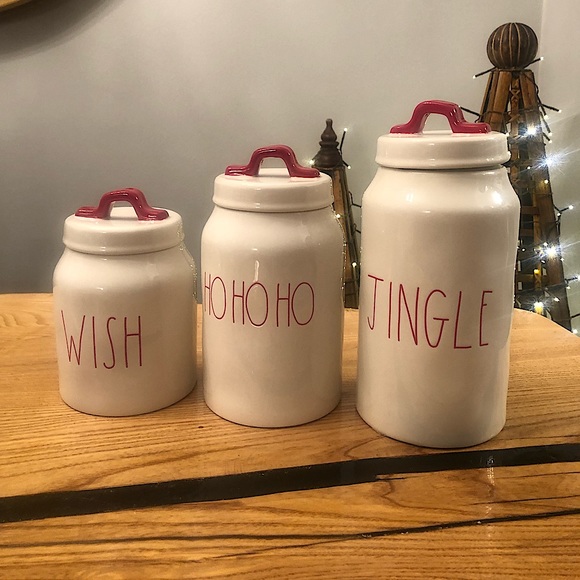 RAE DUNN: Large Christmas Canister “Jingle” with Lid - Holiday Decor